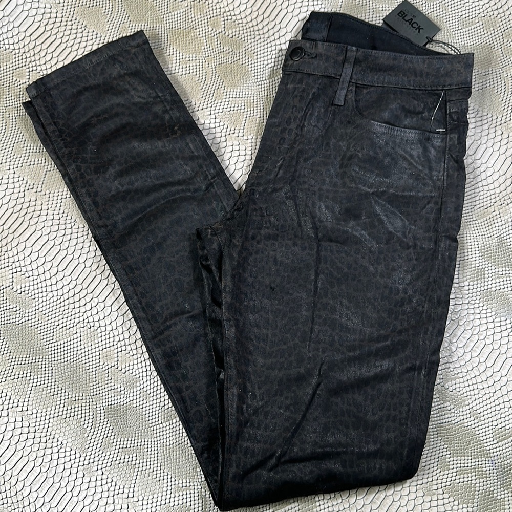 Joes jeans black collection snake skin croc wax coated jean